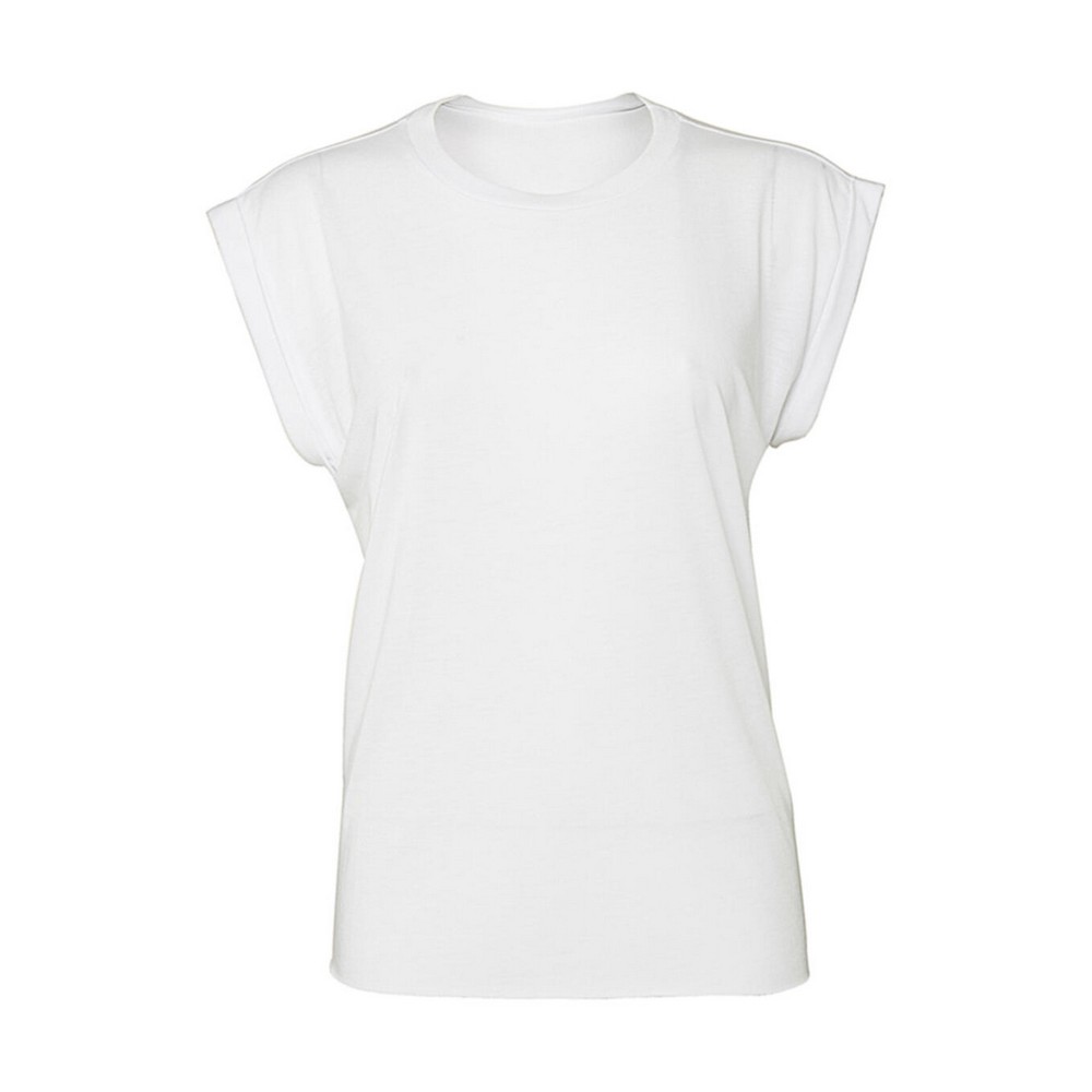Bella + Canvas Dames flowy muscle t-shirt met opgerolde mouwen