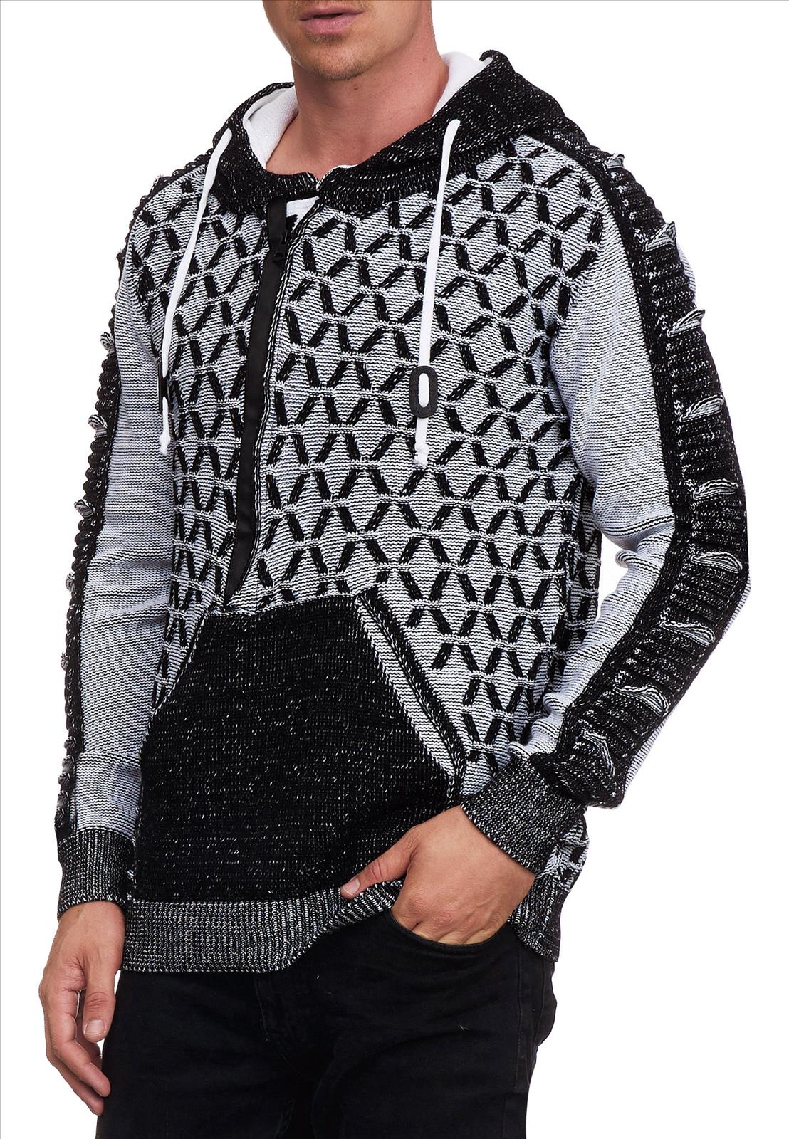 Rusty Neal heren trui zwart wit hoodie 13362