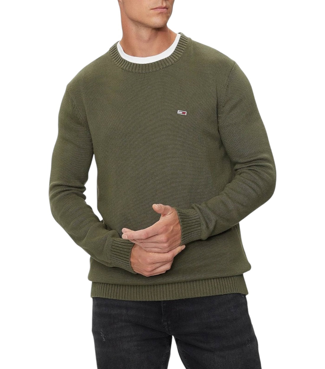 Tommy Hilfiger Slim fit gebreide pullover met logobadge