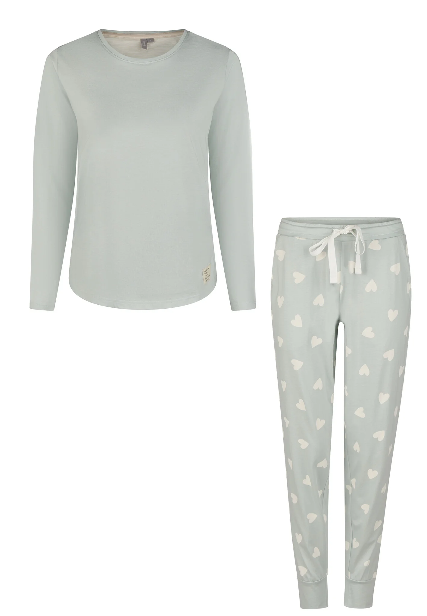 By Louise Dames pyjama set lang katoen mintgroen