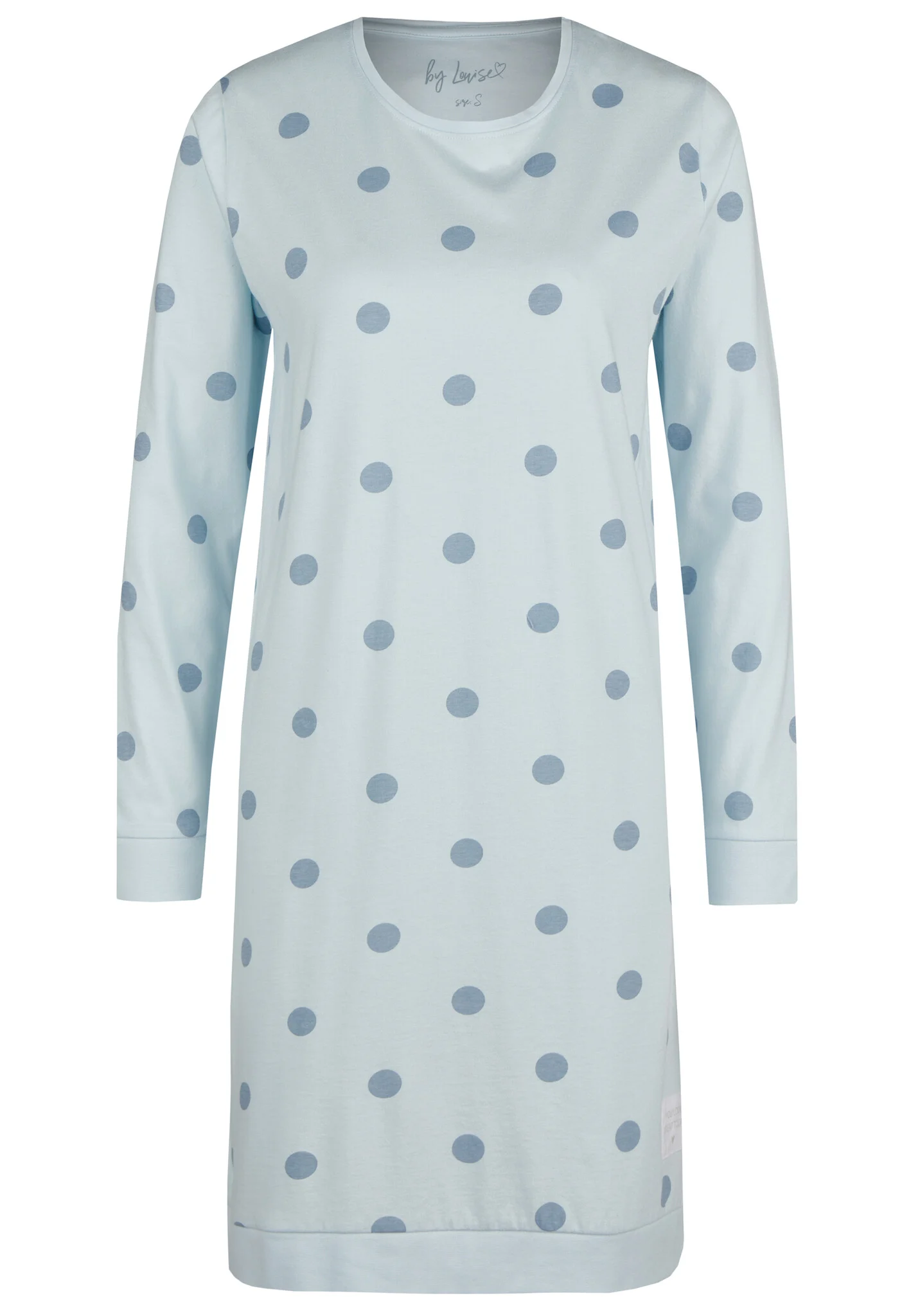 By Louise Dames nachthemd lange mouw katoen blauw gestipt