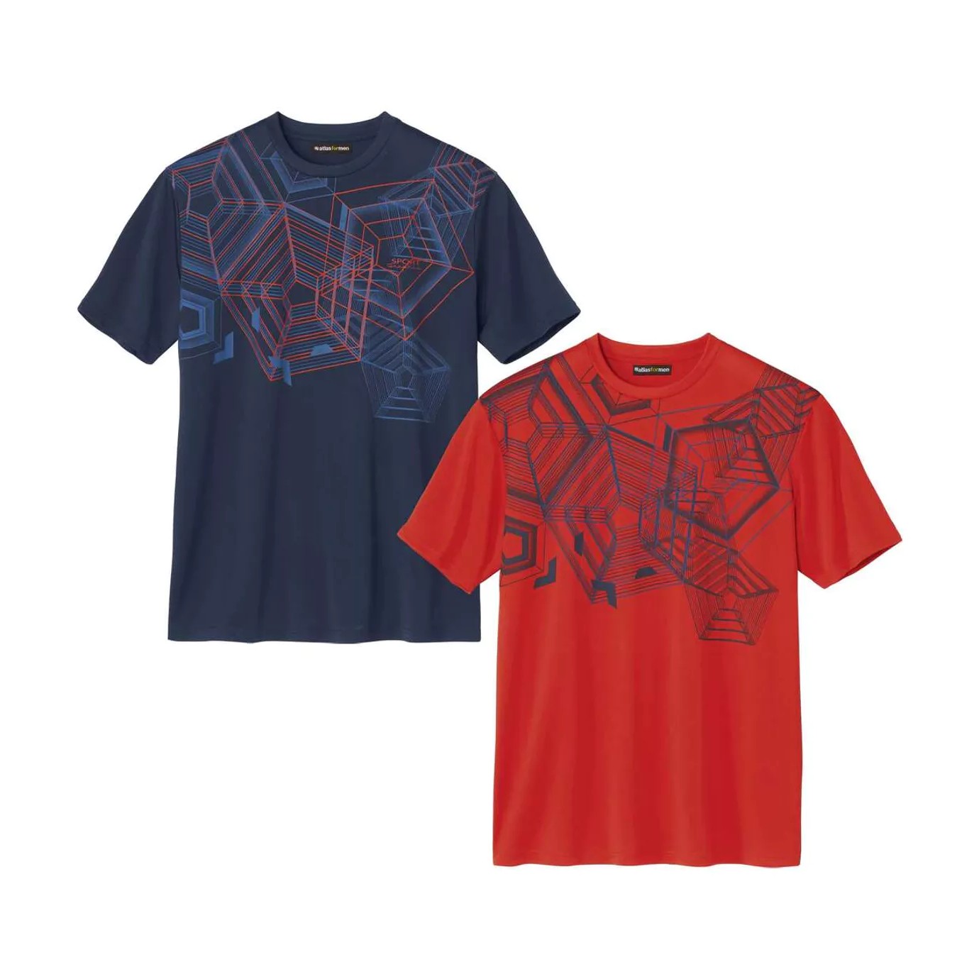 Atlas For Men Heren t-shirt met opdruk (set van 2)