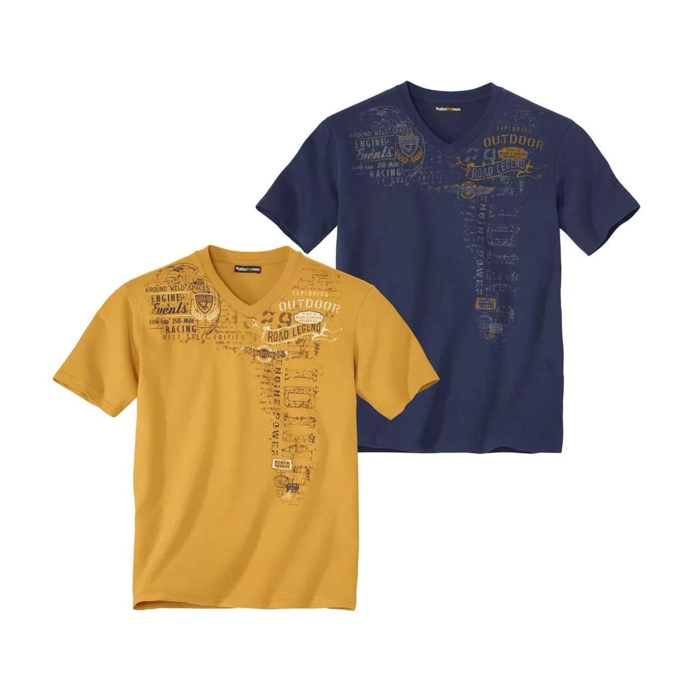 Atlas For Men Heren t-shirt met v-hals (set van 2)