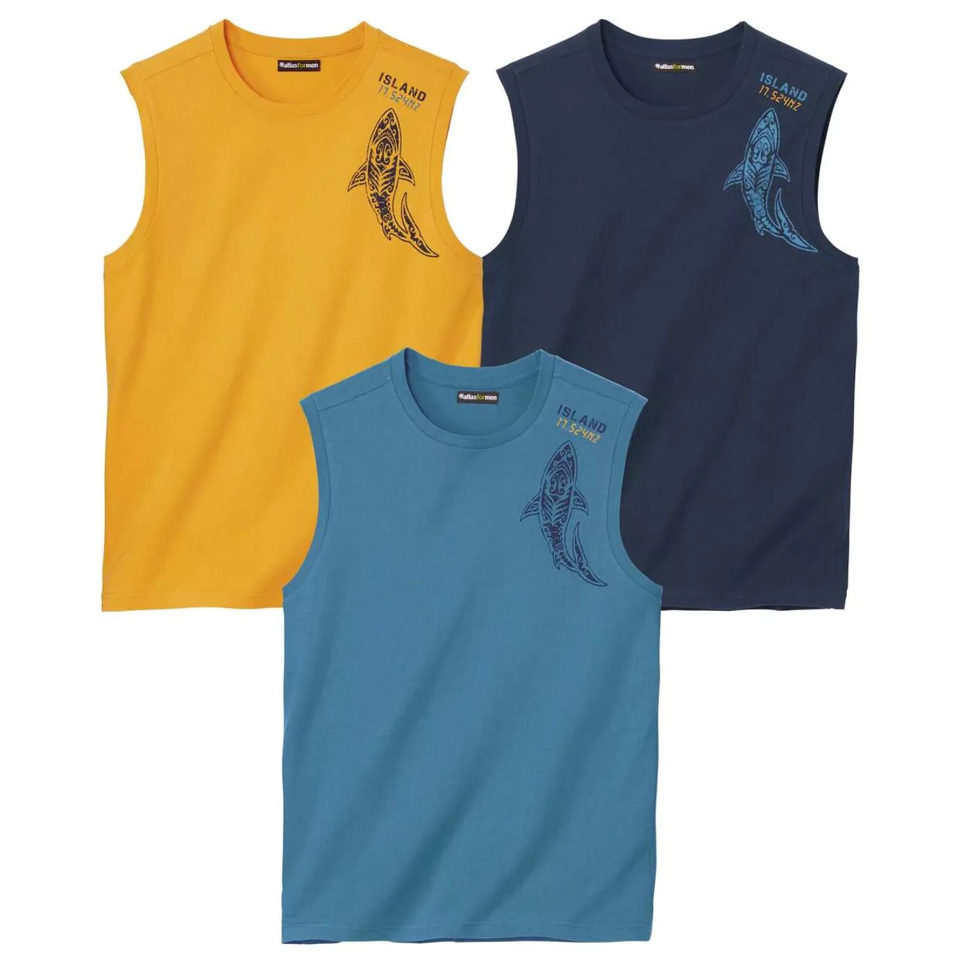 Atlas For Men Heren vest met opdruk (pack of 3)