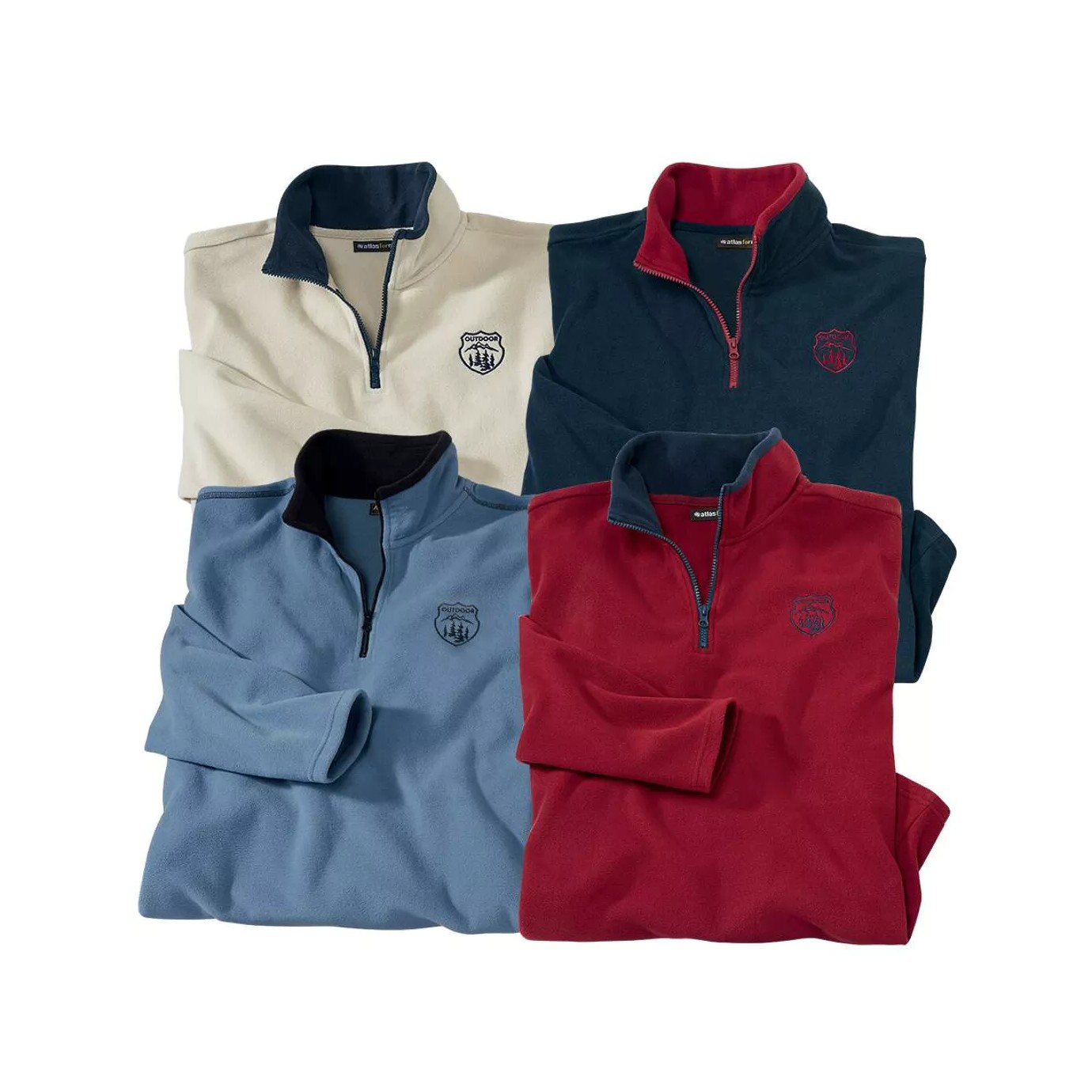 Atlas For Men Heren microfleece trui met halve rits (pack of 4)