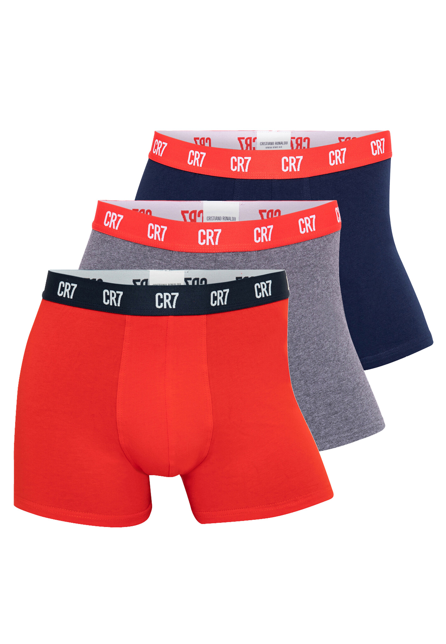 CR7 Heren boxershorts effen rood/grijs/blauw 3-pack