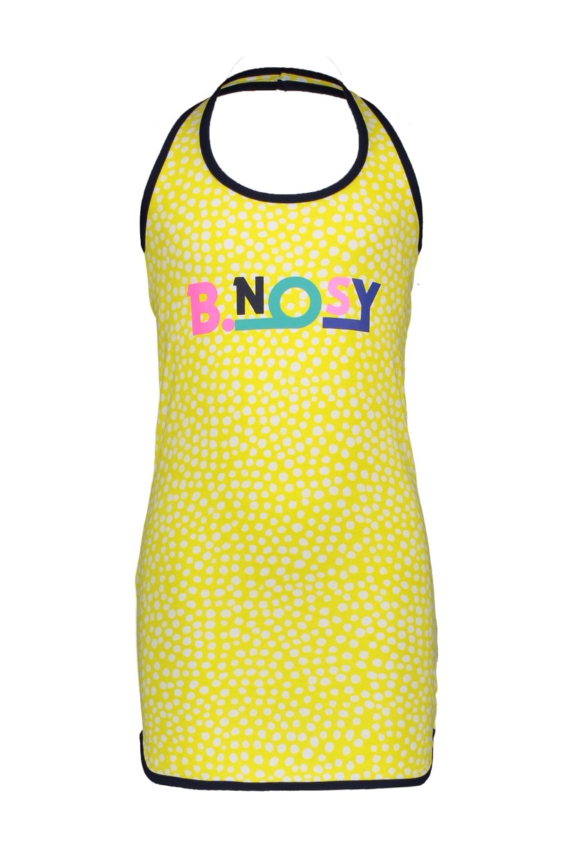 B.Nosy Girls dumbbell dress with dot aop and chest dessin