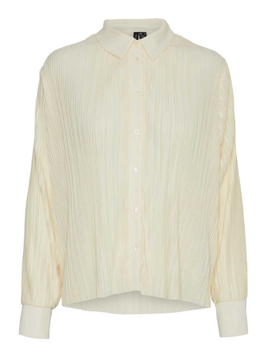 Vero Moda Vmsutton ls pleated shirt ecru