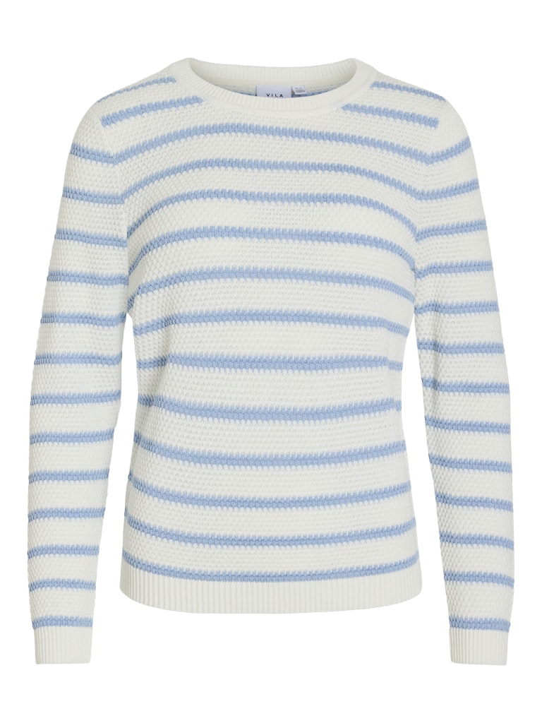 Vila vidalo o-neck l/s stripe knit top- 14101685 kentucky blue