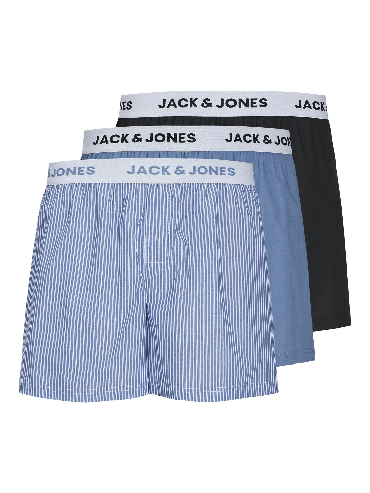 Jack & Jones Heren plus size wijde boxershorts geweven jactokyo 3-pack blauw/zwart