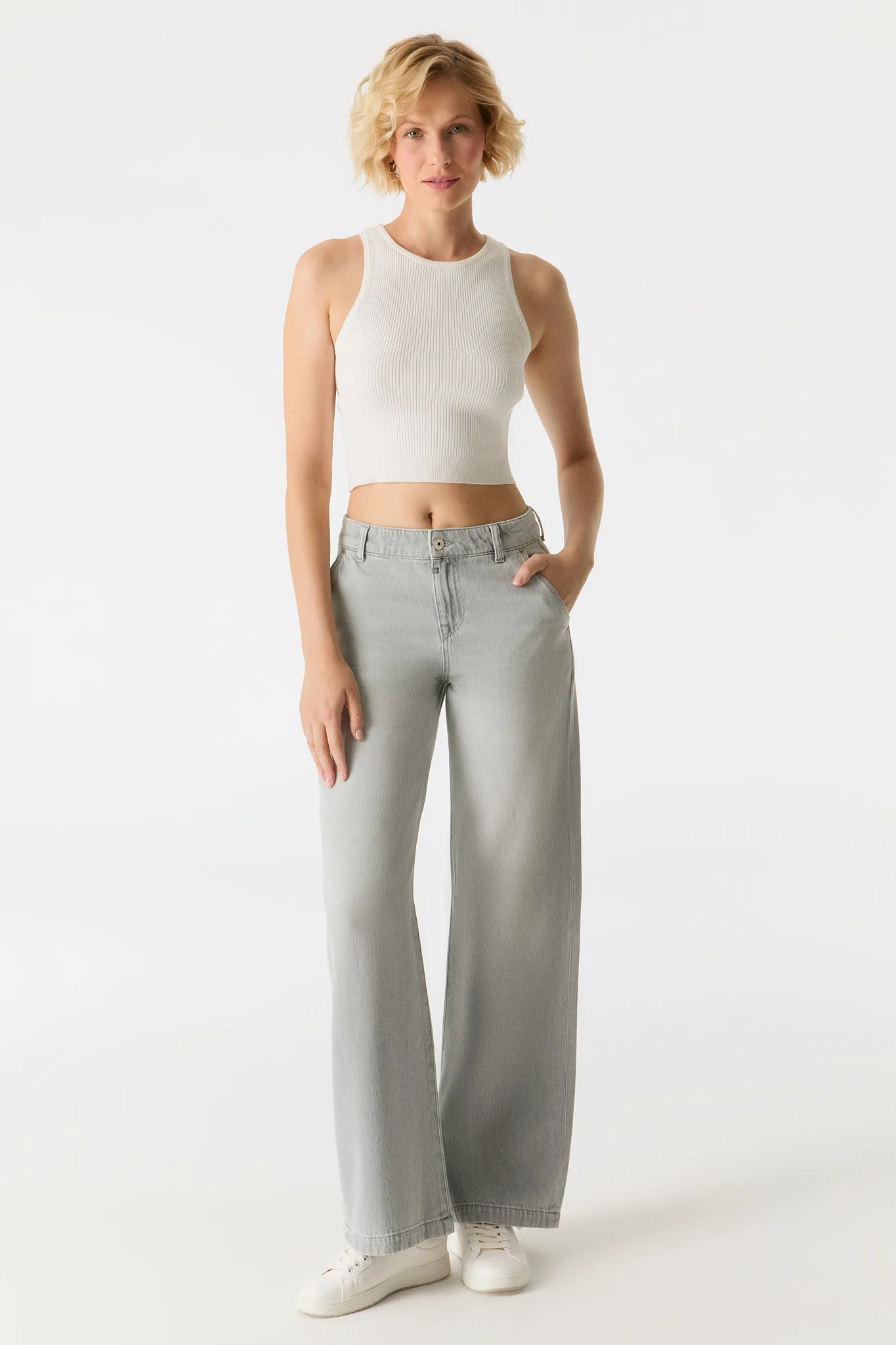 Cup of Joe Maxine wide leg jeans light grey