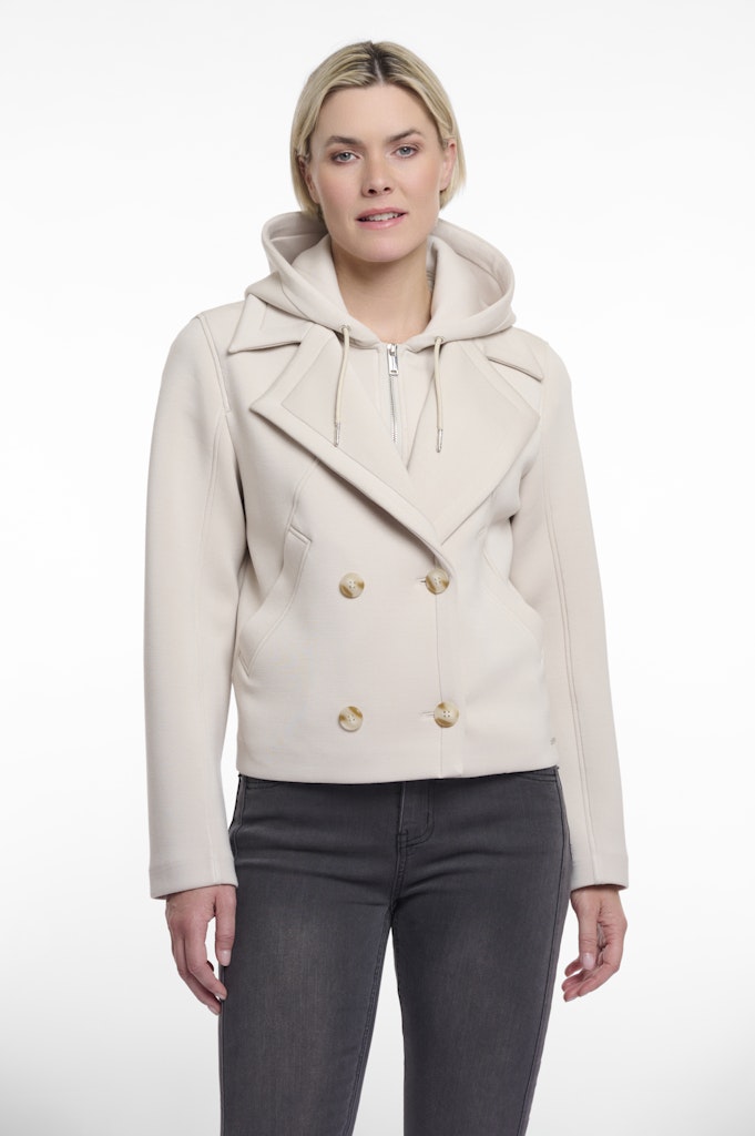 Rino & Pelle double breasted jacket with detachable hood collar jennifer.7002521 10811 fog grey