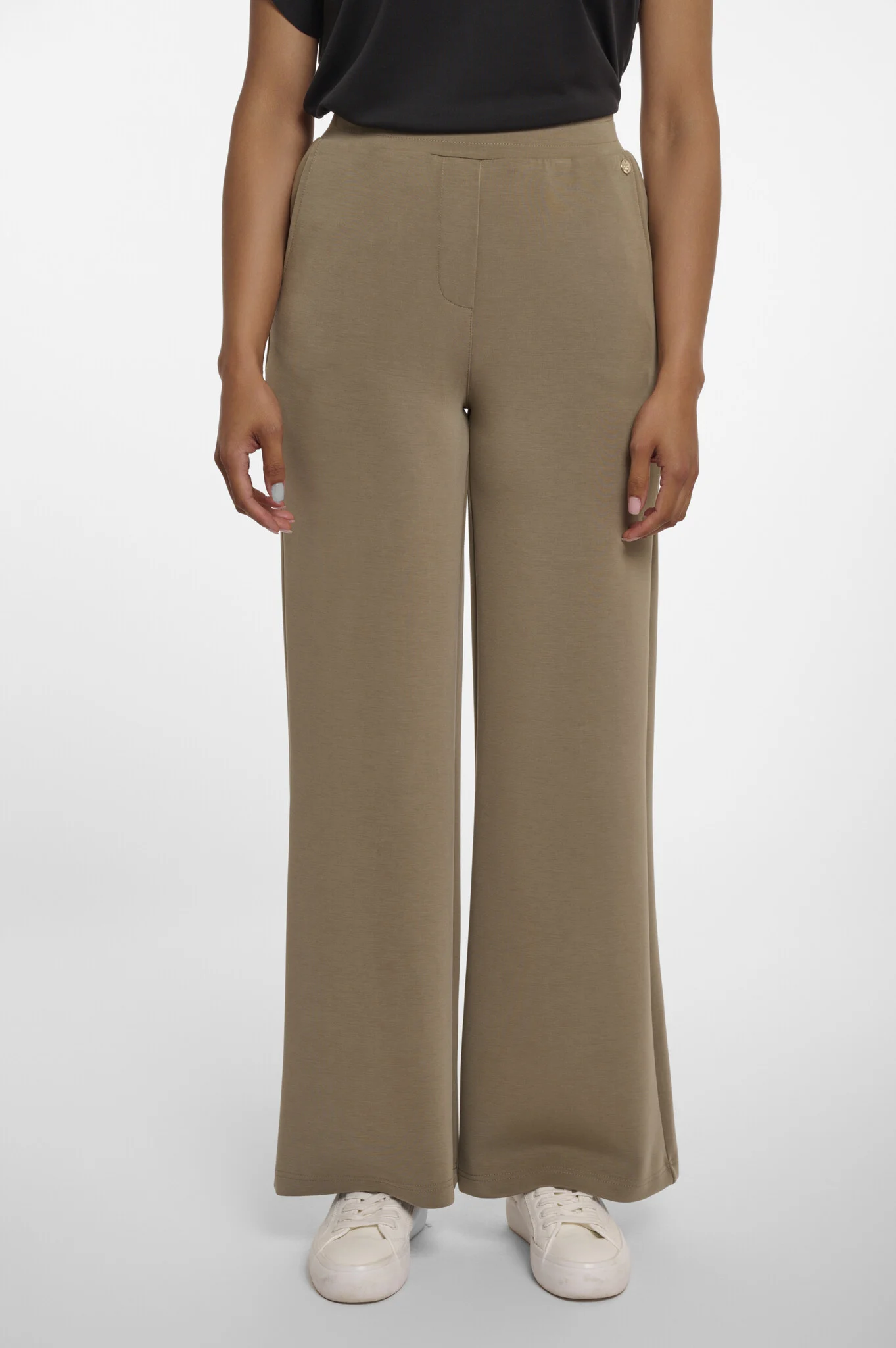 Rino & Pelle Gaudi.7002521 rino en pelle wide straight leg trousers dark khaki