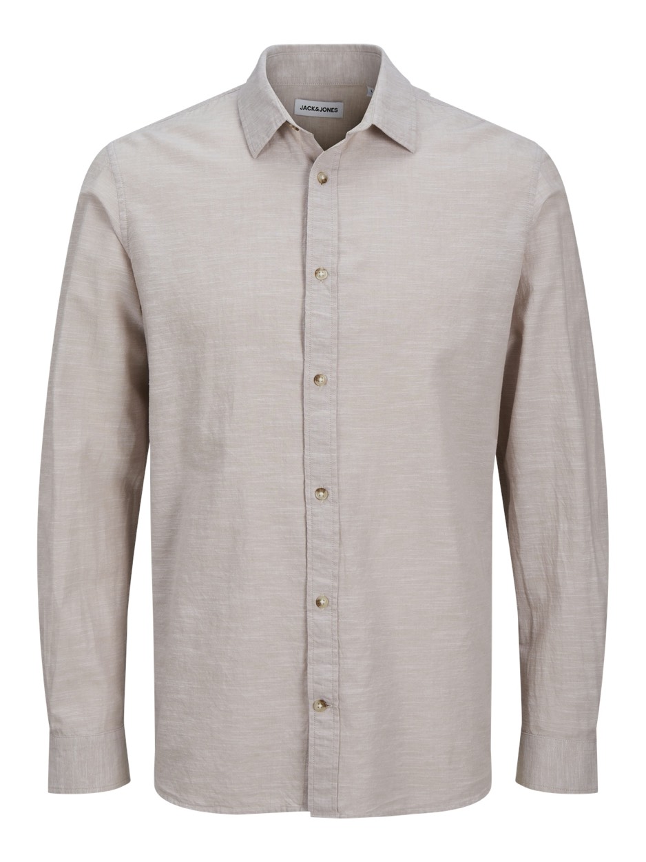 Jack & Jones Jjesummer shirt ls sn beige