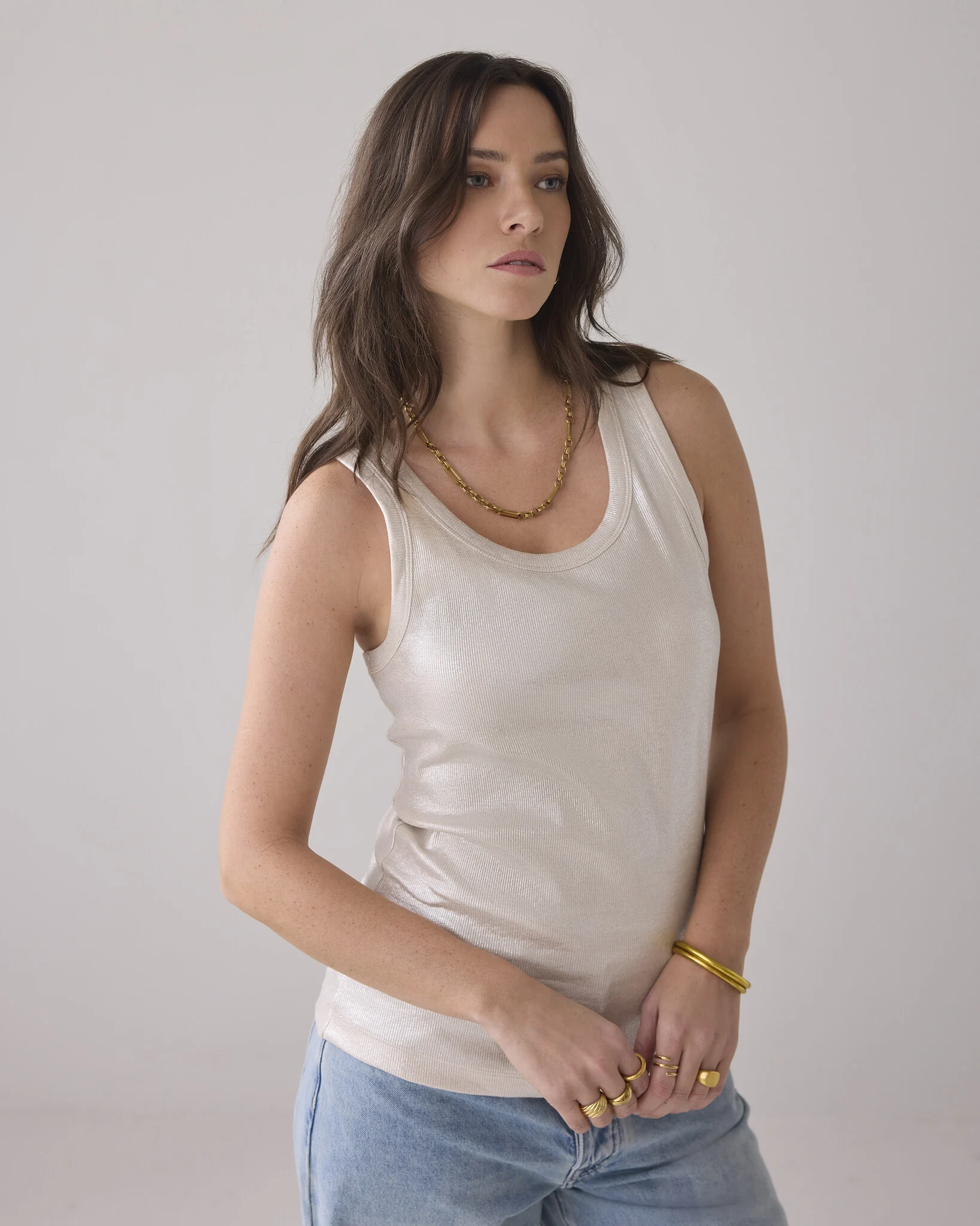 Summum Lisbon-5138 122 rib tanktop cotton rib (3s4873) ivory