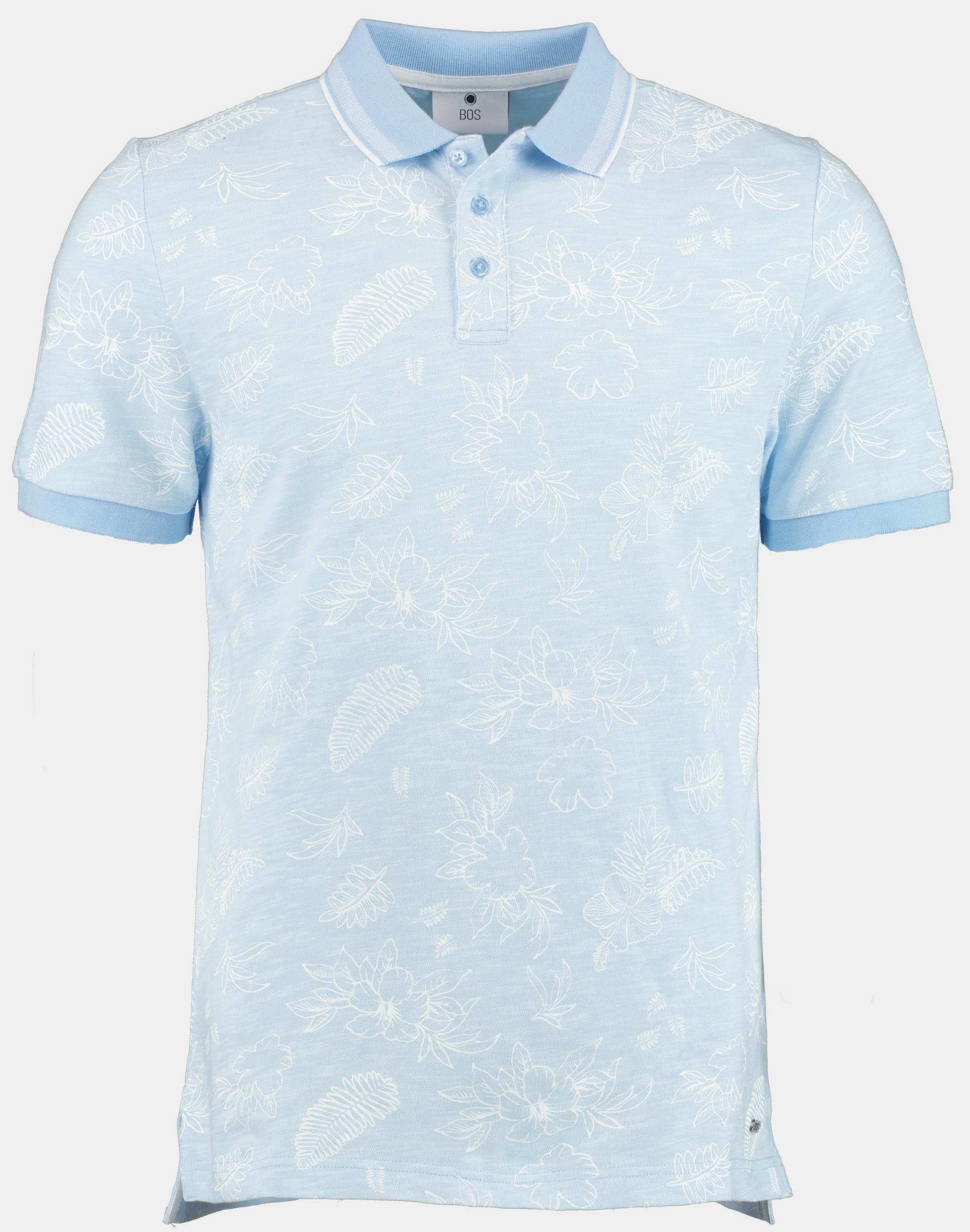 Bos Bright Blue Polo korte mouw ken polo oxford aop 24108ke09bo/210 light blue