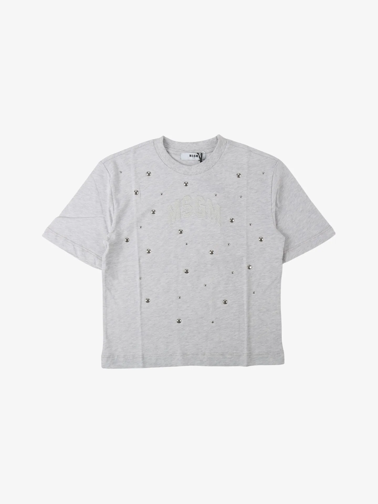 Msgm Meisjes t-shirt studded oversized grey melange