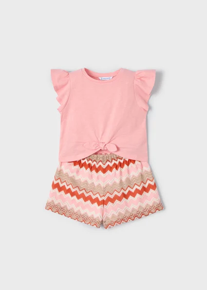 Mayoral Zomer top + short gebreid meisjes zalm