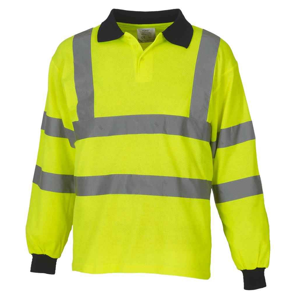 Yoko Heren hi-vis poloshirt met lange mouwen