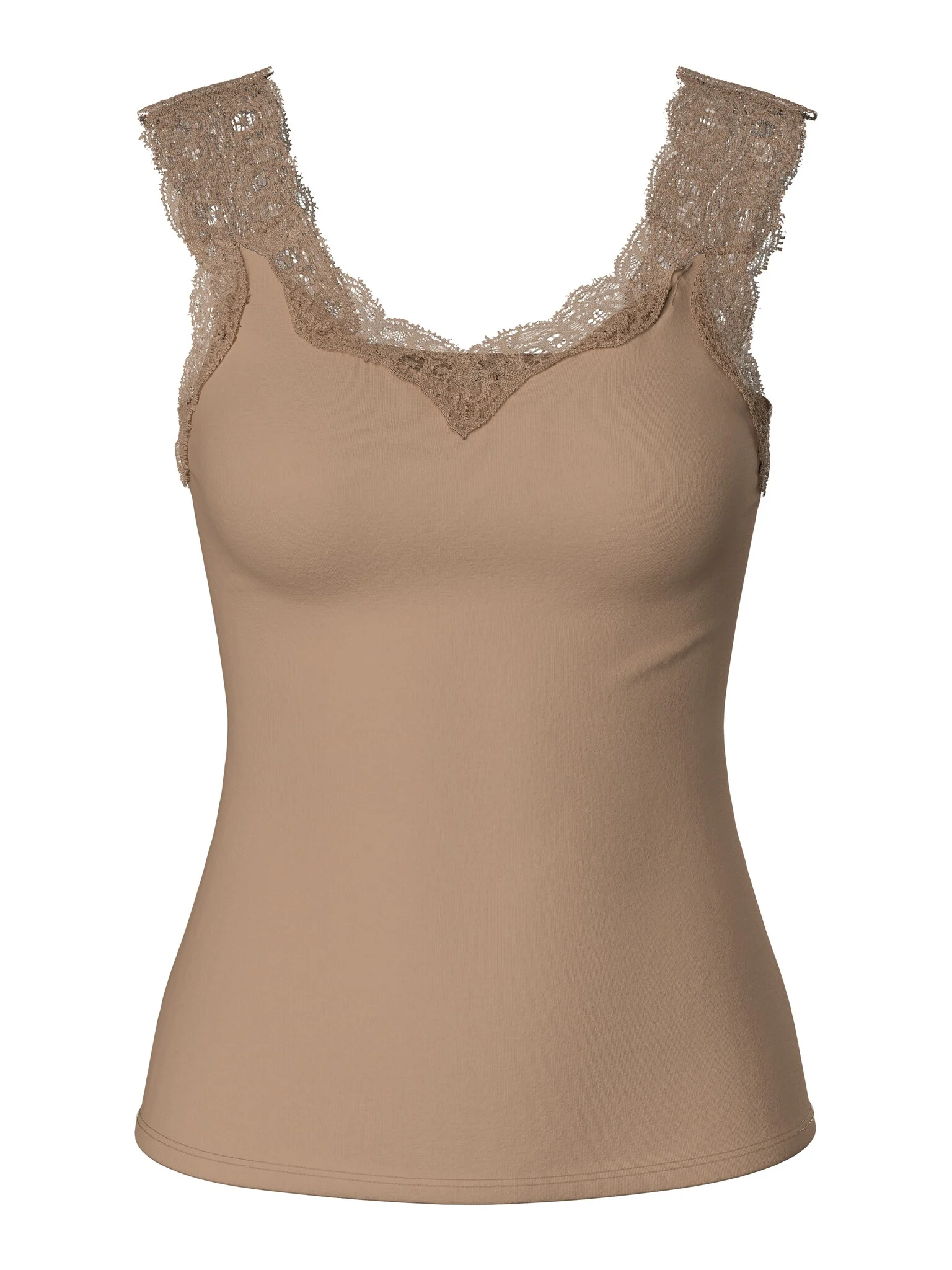 Pieces Dames top pcbarbera lace taupe