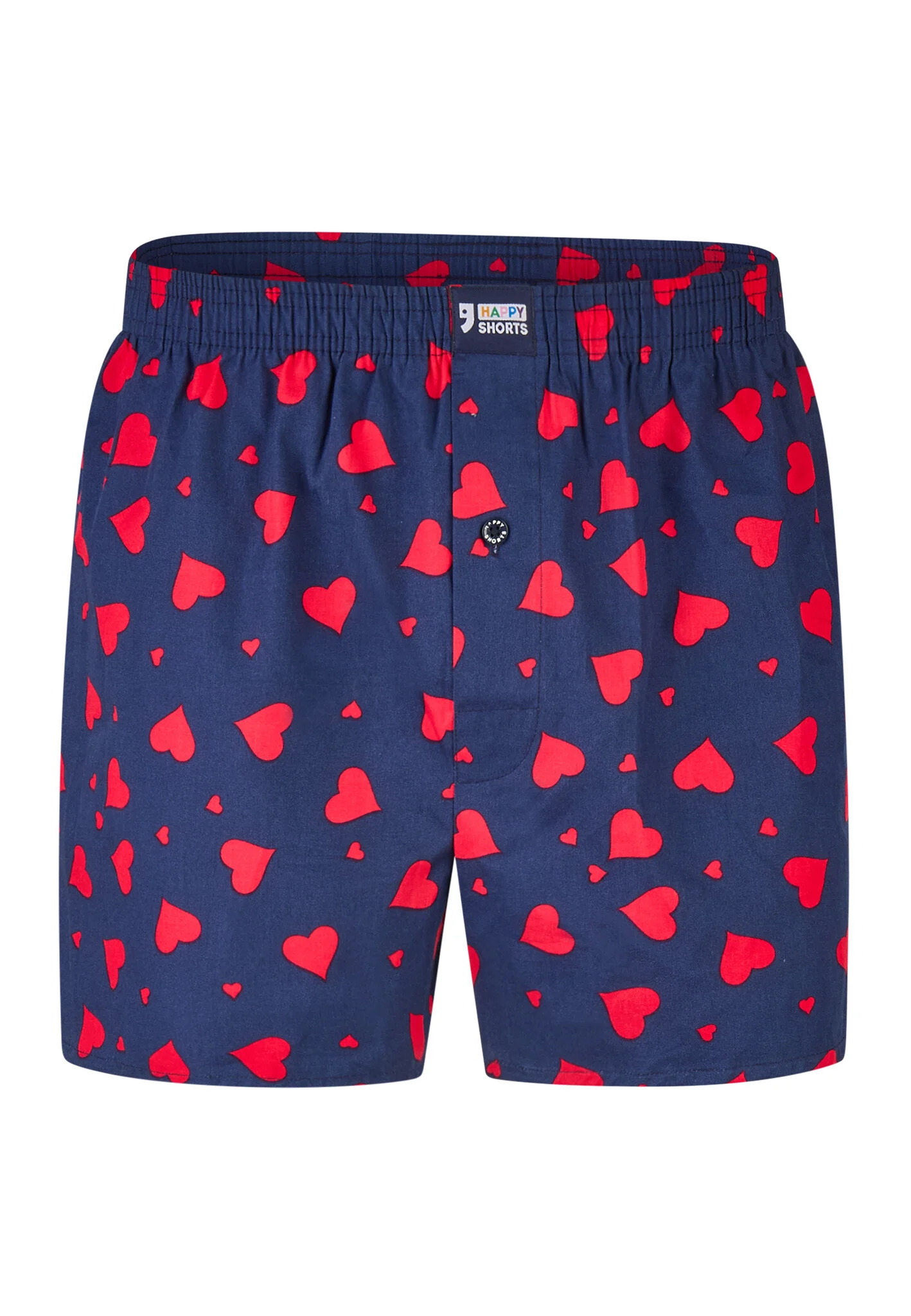 Happy Shorts Wijde boxershort heren met grote rode hartjes