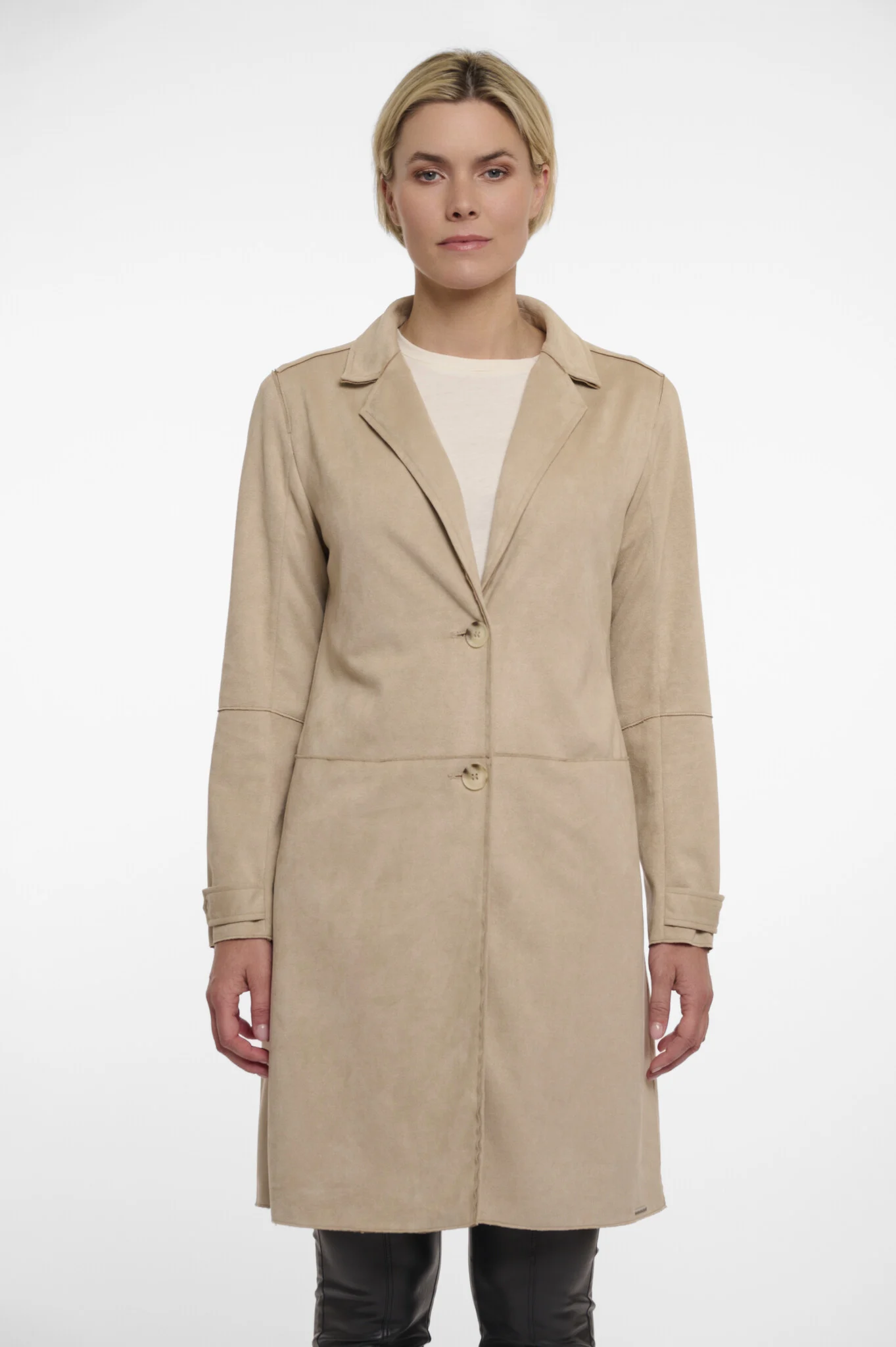 Rino & Pelle Babice.7002521 rino en pelle faux suede coat desert