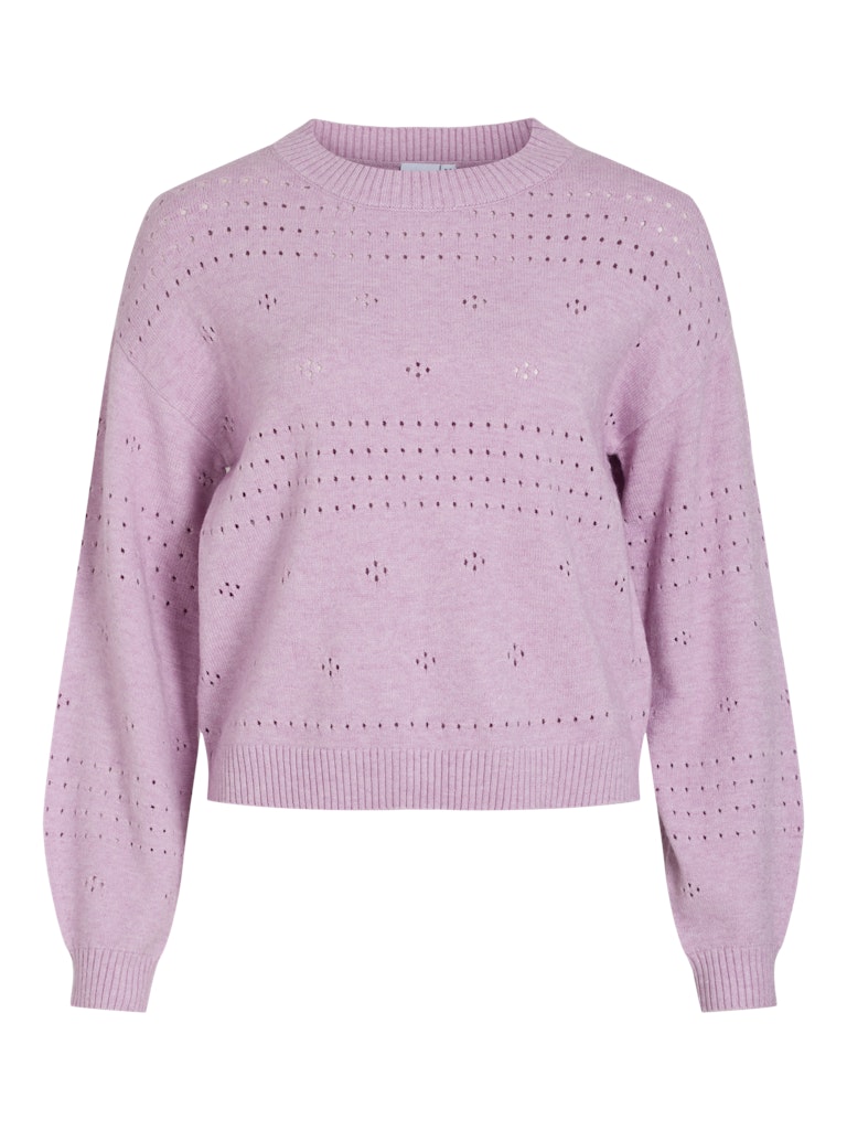 Vila 14101222 viril l/s o-neck pointelle knit top