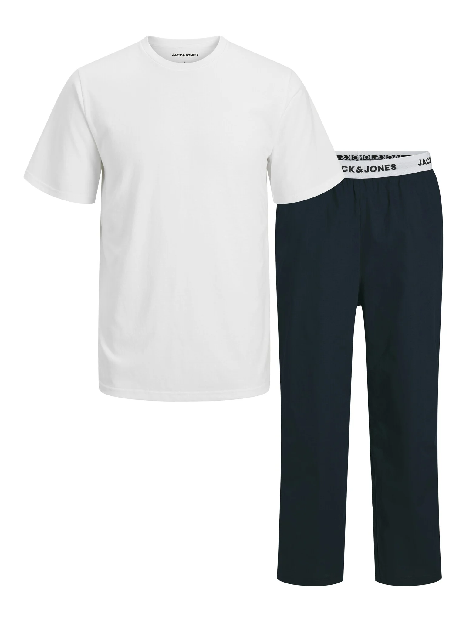 Jack & Jones Heren pyjama set lange pyjamabroek jaccarl wit/blauw