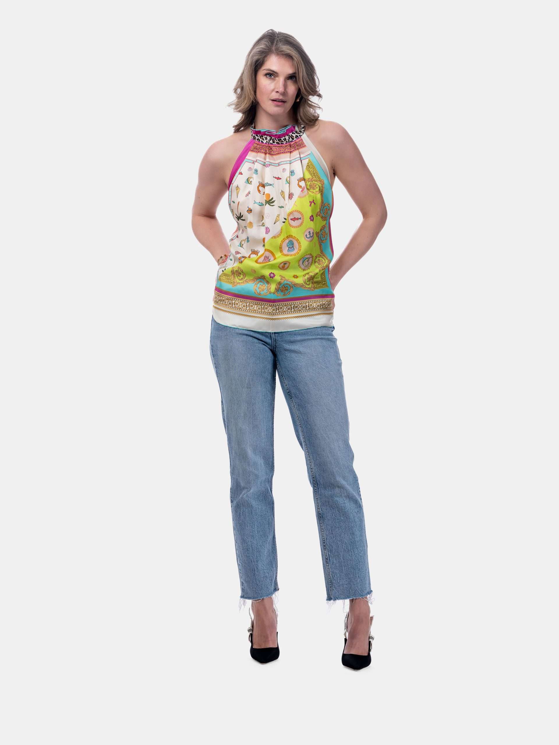 Mucho Gusto  top burano tropisch illustratief print