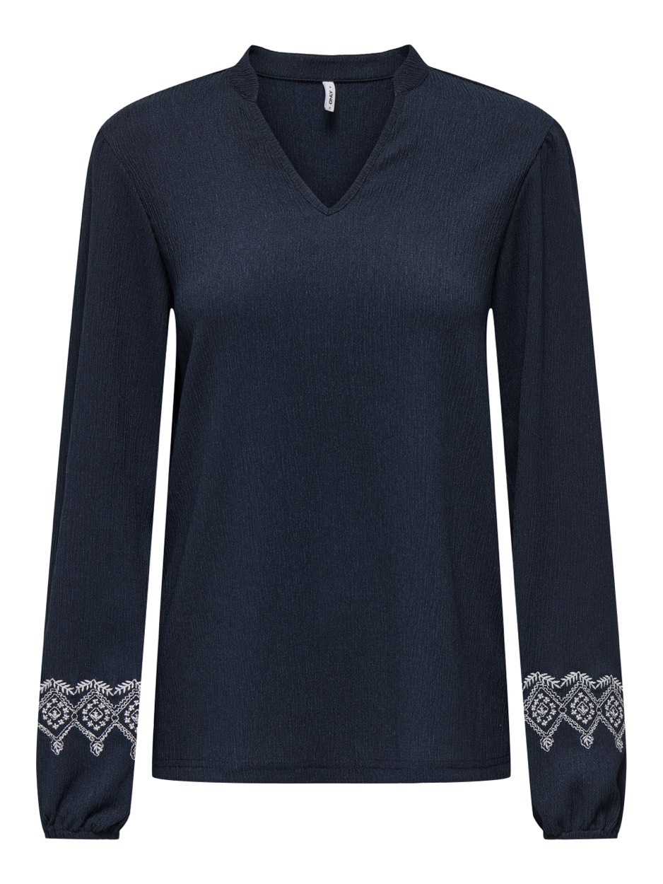 Only Onlnanna ls embroidery blouse jrs navy