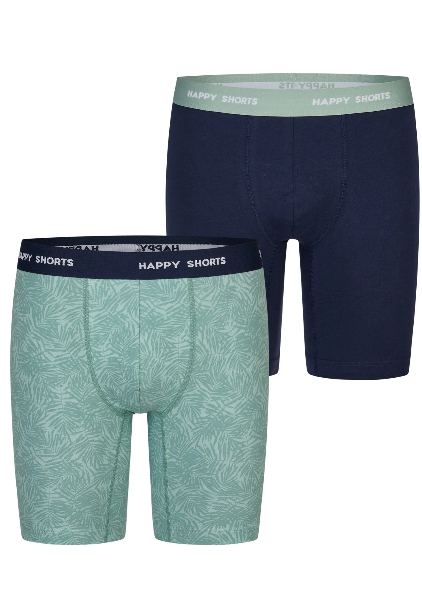 Happy Shorts Heren boxershorts met lange pijpen boxer briefs palmbladeren print 2-pack