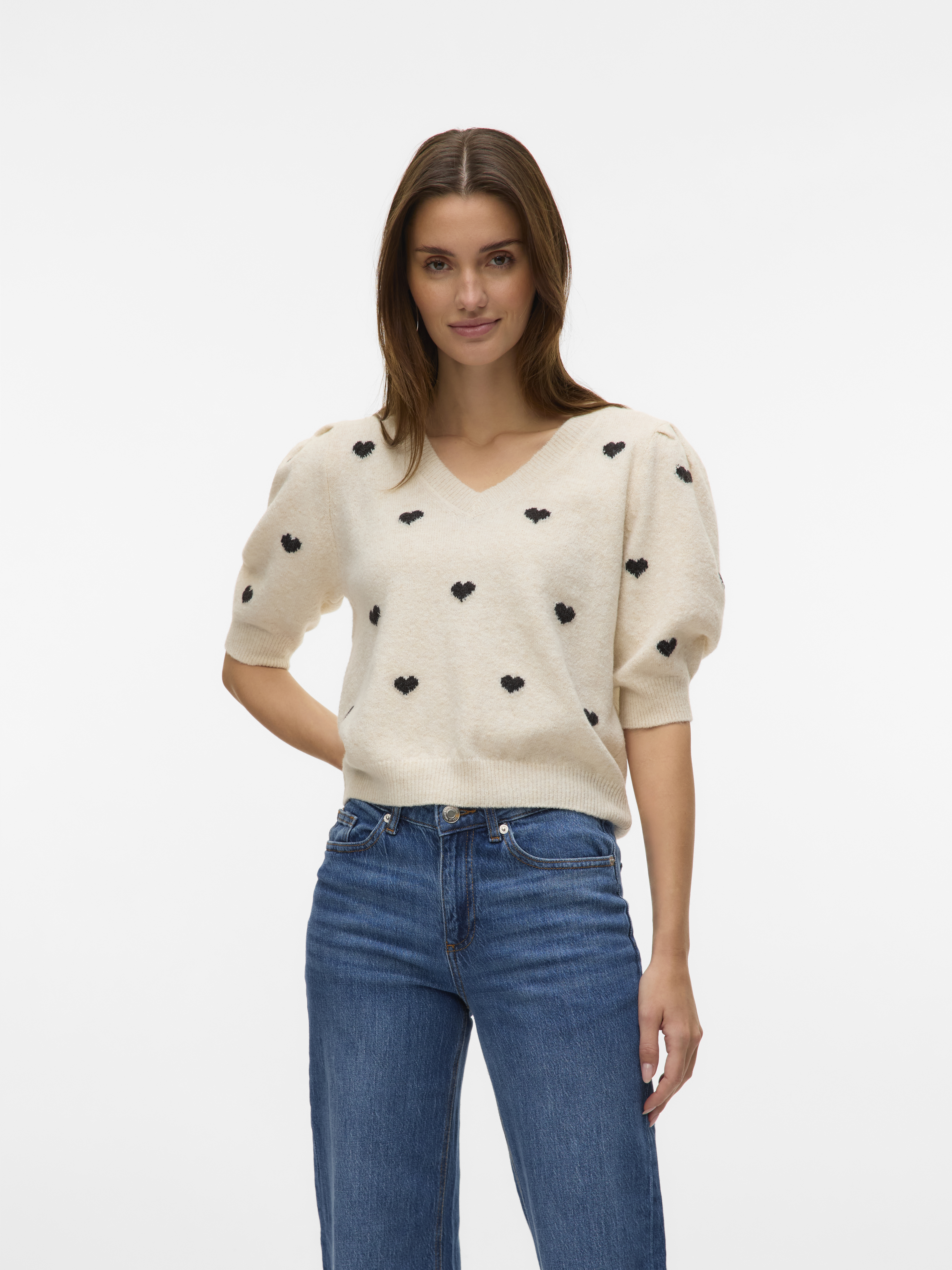 Vero Moda Vmdoffyheart 2/4 v-neck pullover ga