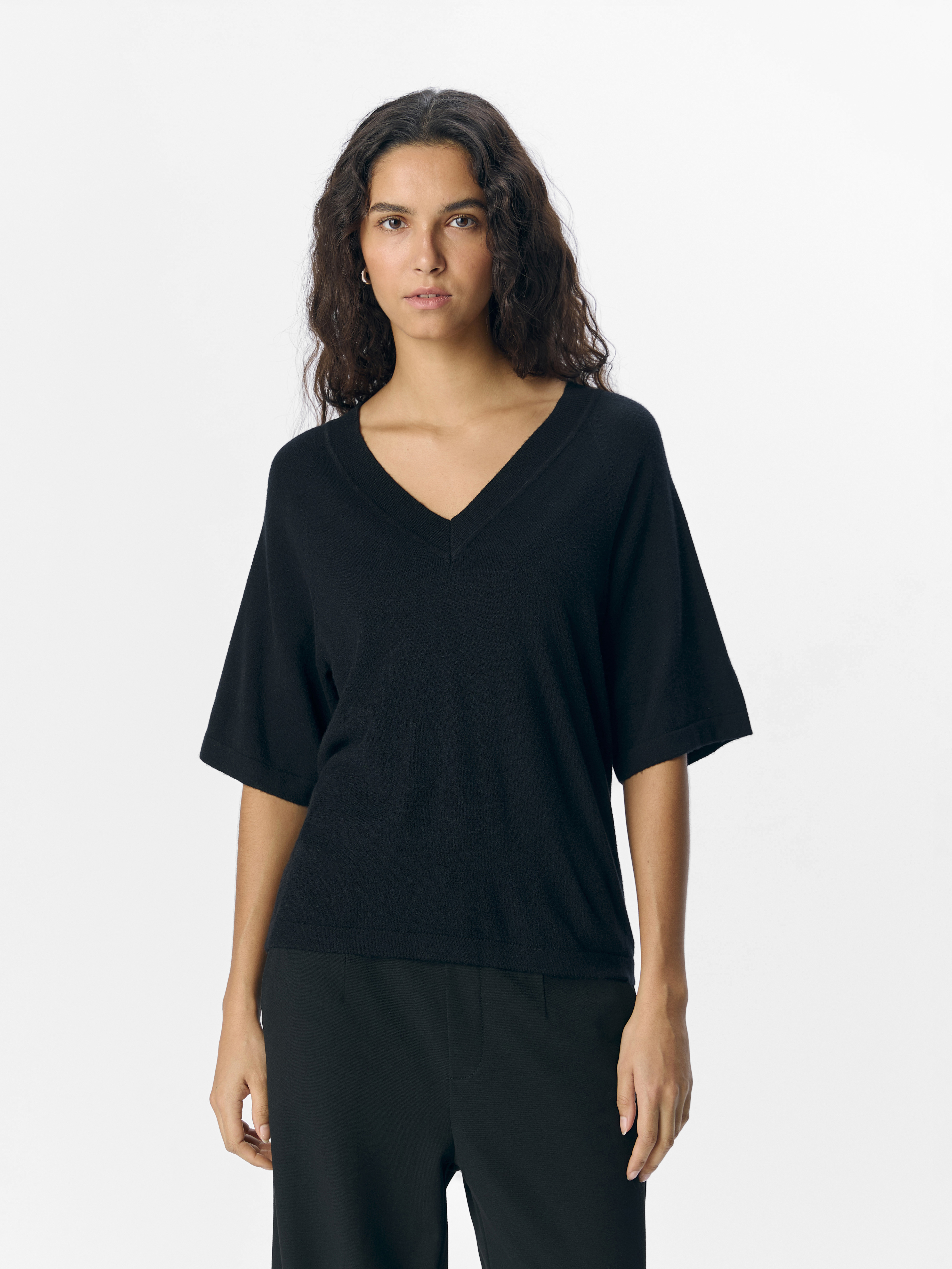 Object Objthess 2/4 lo v-neck knit top noo