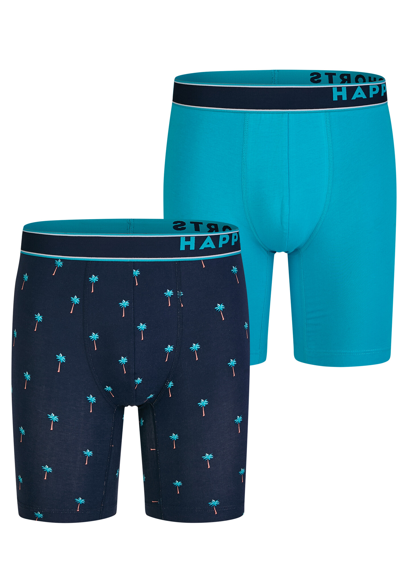 Happy Shorts Heren boxershorts met lange pijpen boxer briefs palm print 2-pack