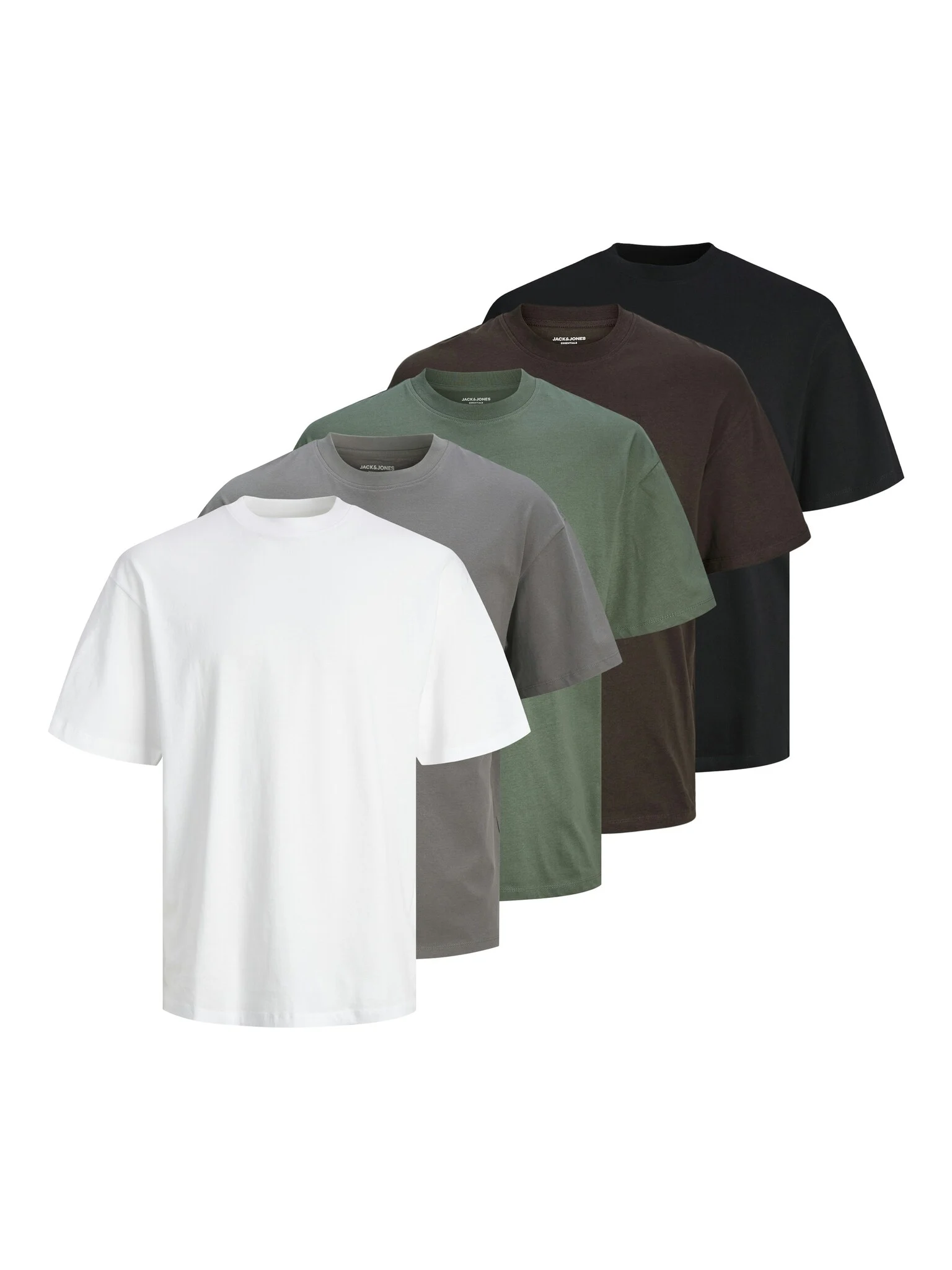 Jack & Jones Heren t-shirt jjhugo ronde hals effen 5-pack color
