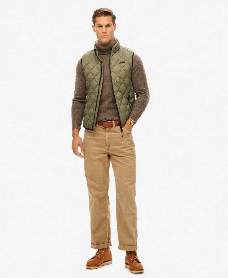 Butcher of Blue M5012143a diamond quilt fuji t 8mi dusty olive green heren bodywarmer