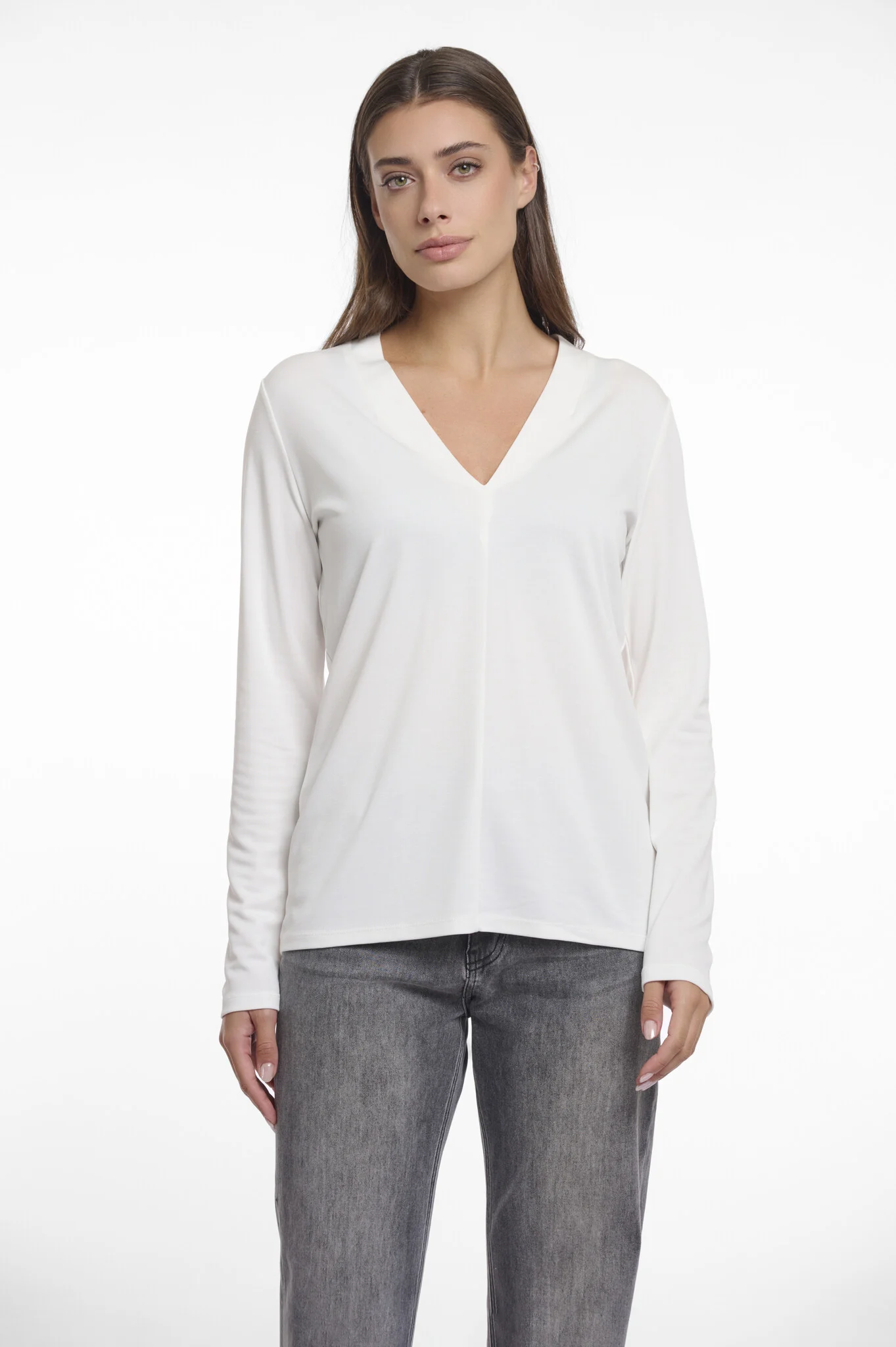 Rino & Pelle Cleo.700noos long sleeve v-neck top snow white