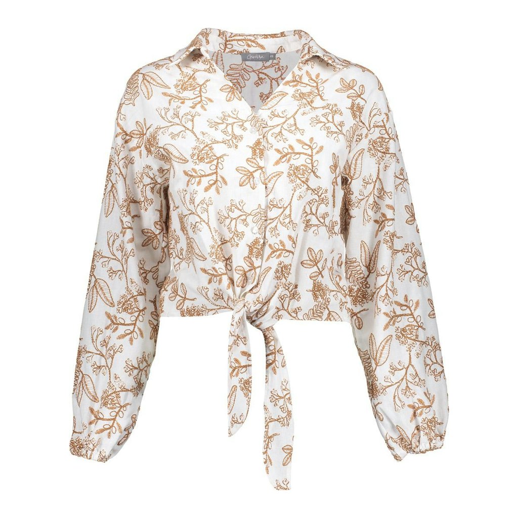 Geisha blouse embroidery 53143-21 760 tabacco/off-white