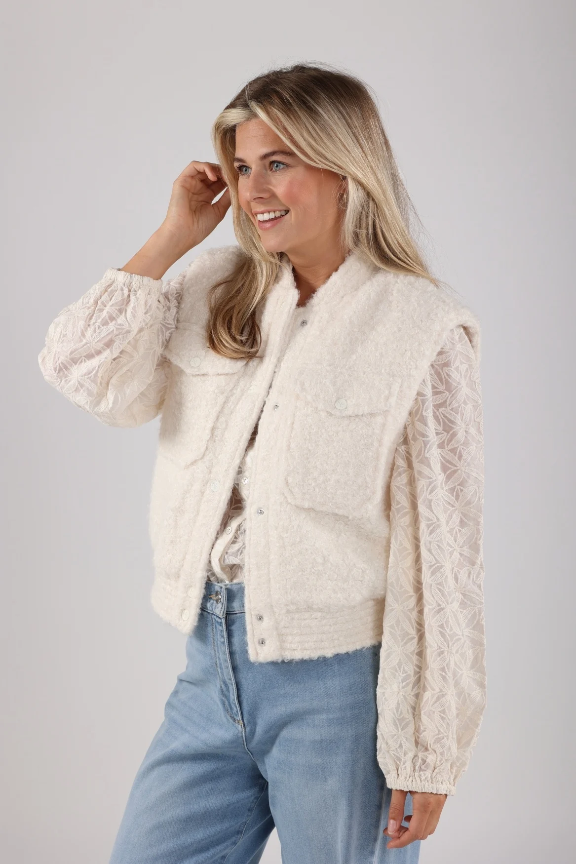 Nukus Nks08006 17 mia gilet boucle off white