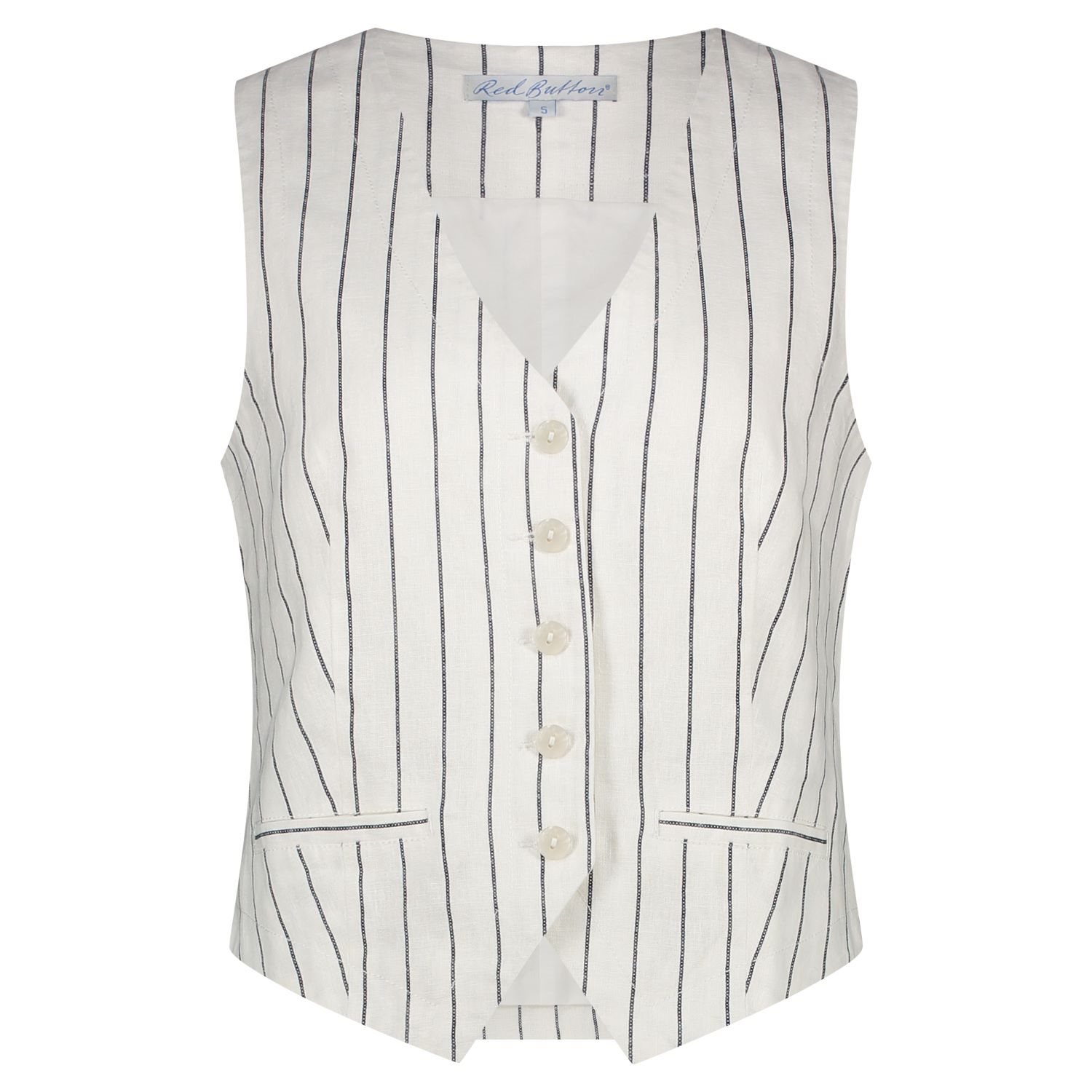 Red Button Linen stripe