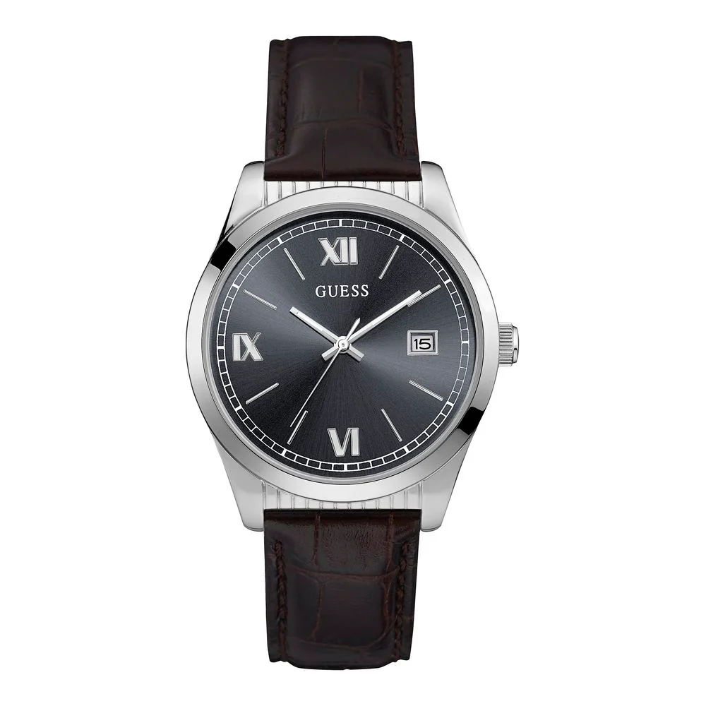 Guess Polyethyleen horloge met stijlvolle zilveren kast