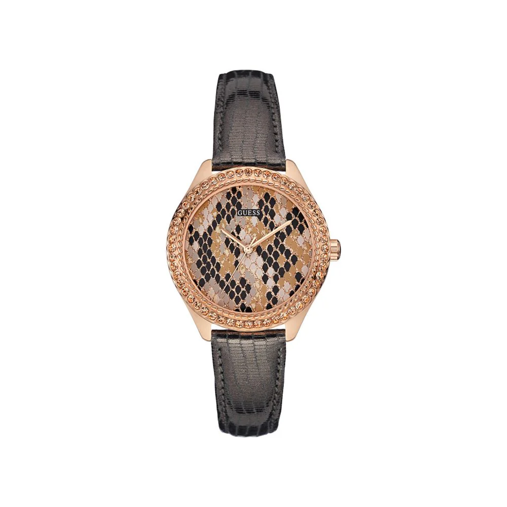 Guess Leren horloge voor elegante stijl en functionaliteit