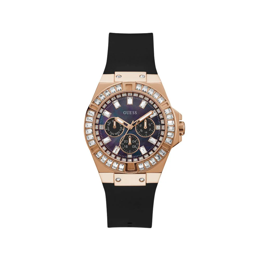 Guess Siliconen horloge met gouden kast 39 mm