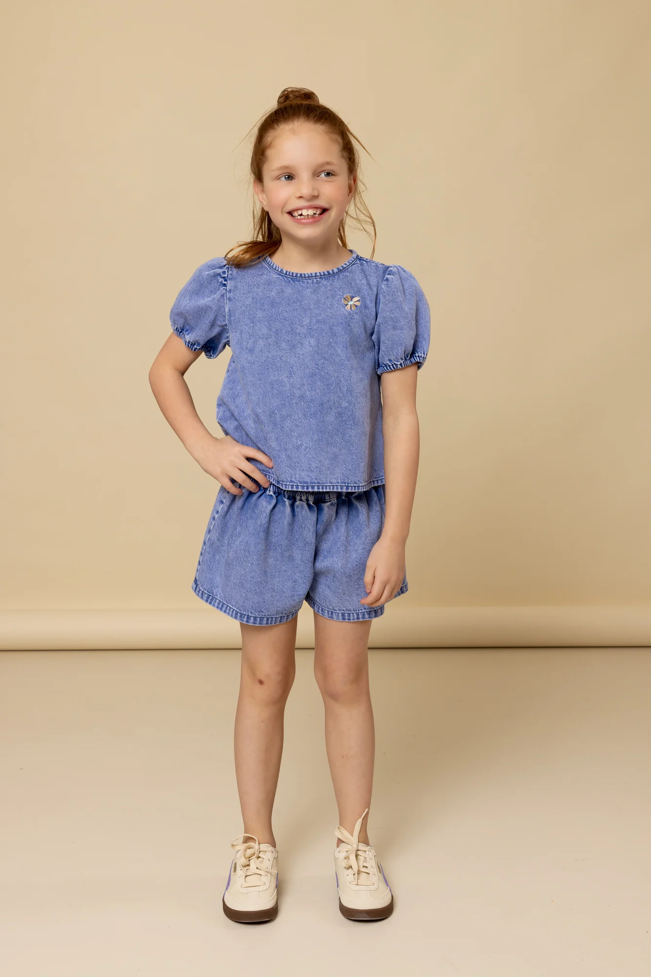 Looxs Revolution Washed denim short voor meisjes in de kleur
