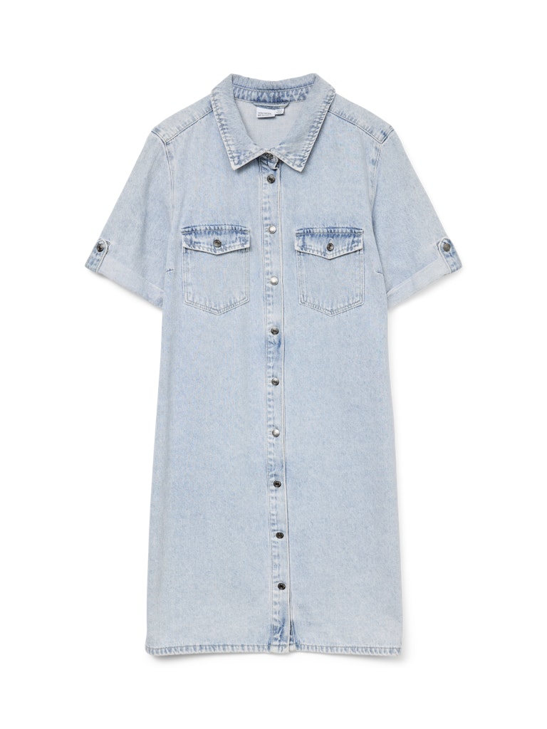 Vero Moda vmjennie ss short denim dress ga no 10309665 light blue denim