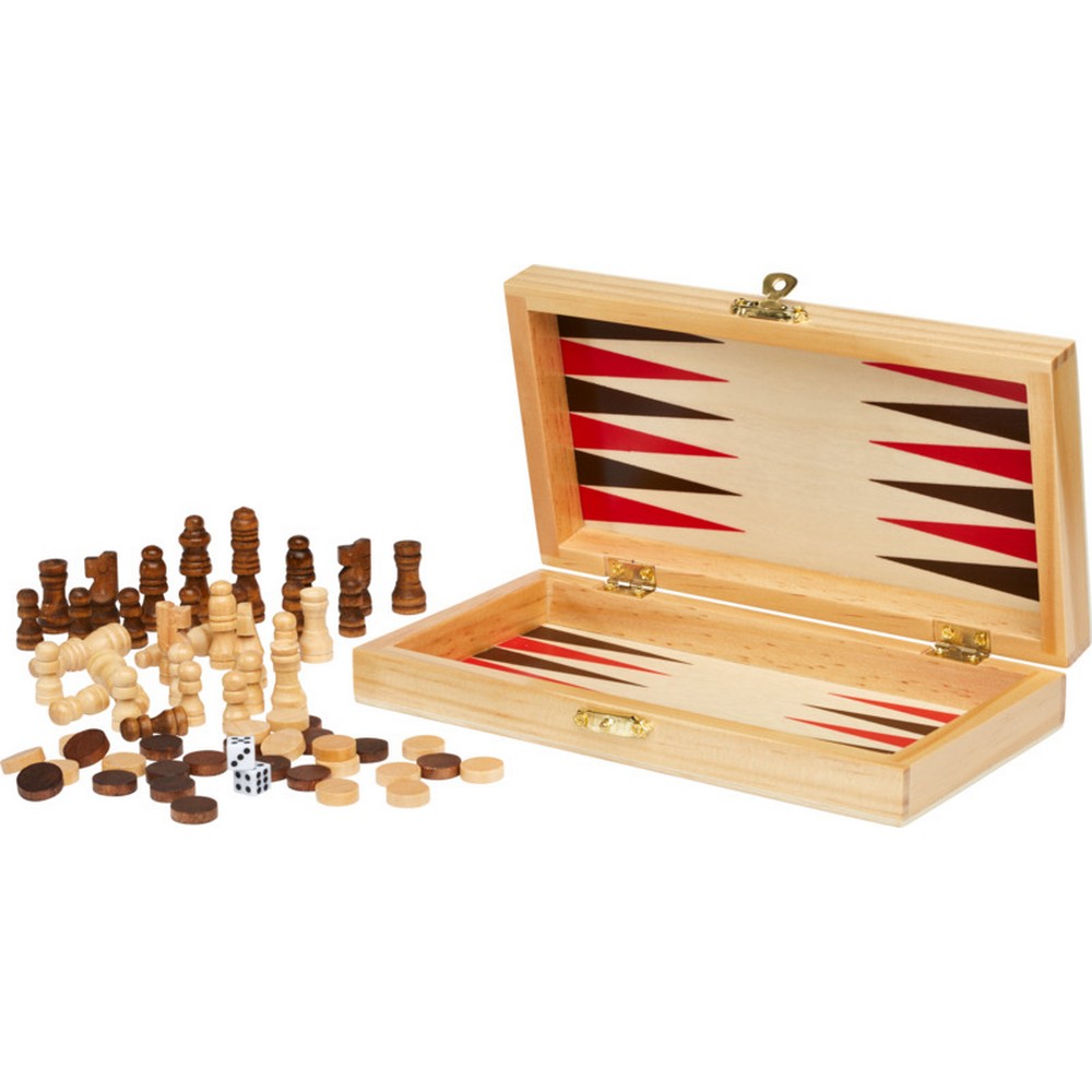 Generic Surplus Mugo houten 3 in 1 bordspelset