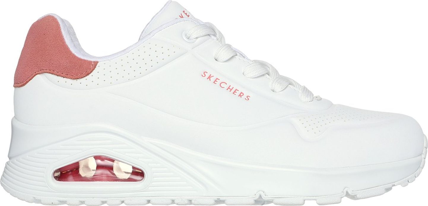Skechers uno pop back lage sneakers dames wit-roze