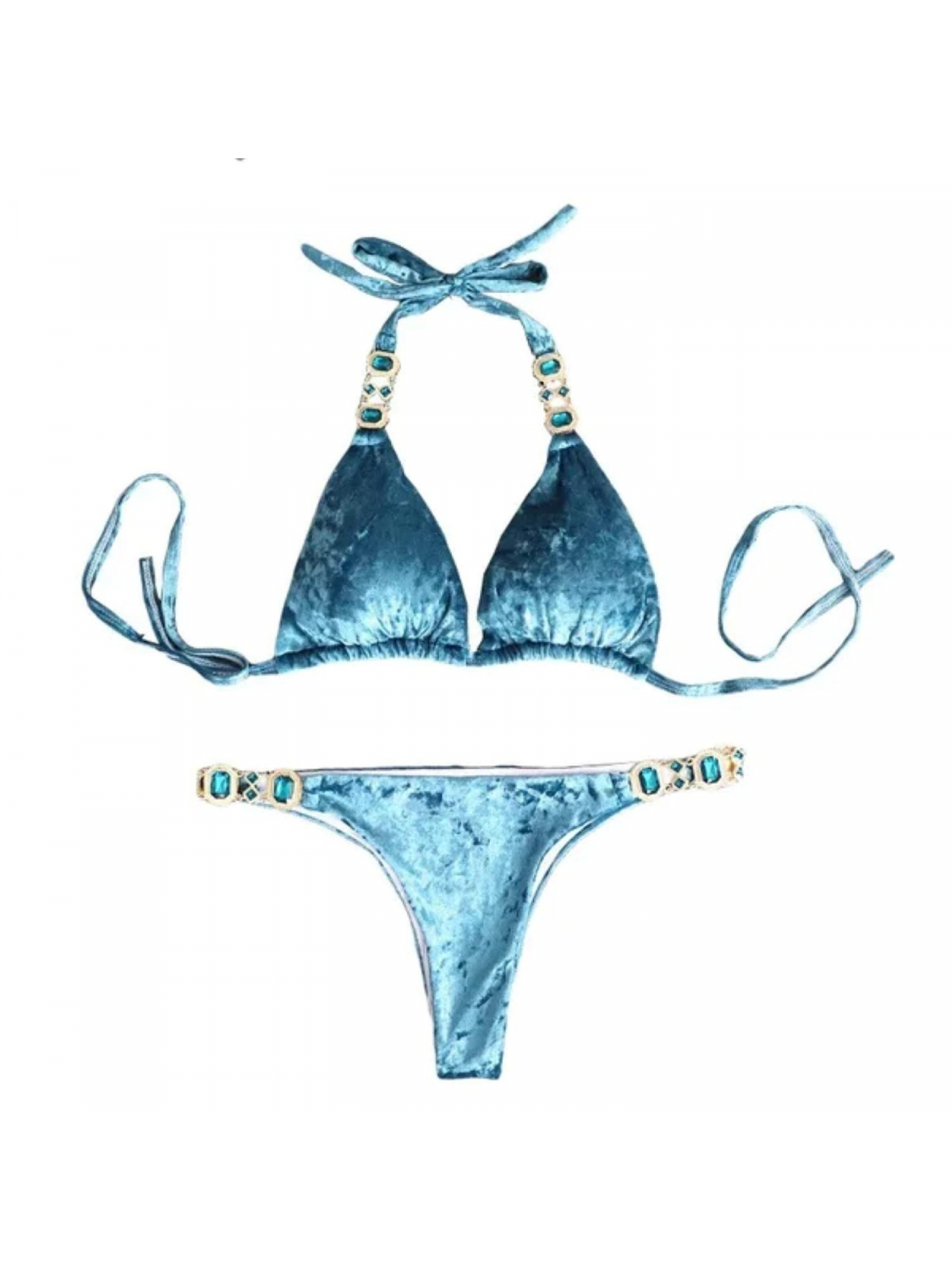 The Dezzy Factory Glamed velvet bikini | blauw