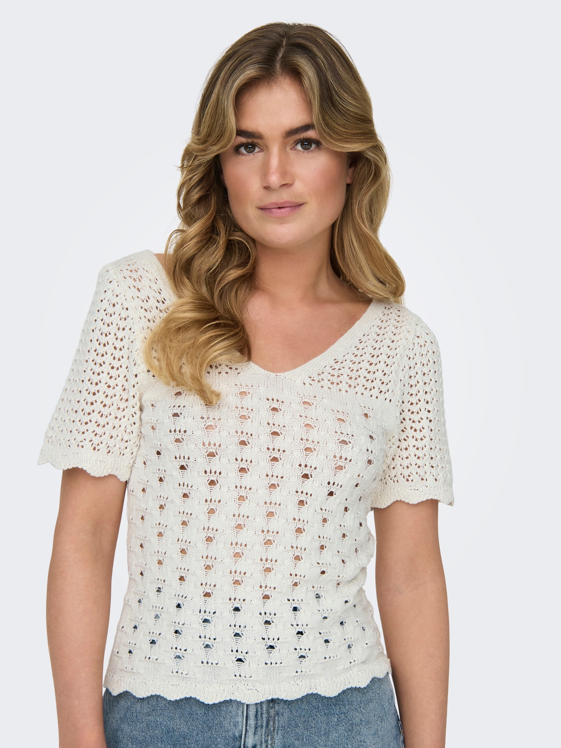 Only Onlbecca life ss v-neck top knt