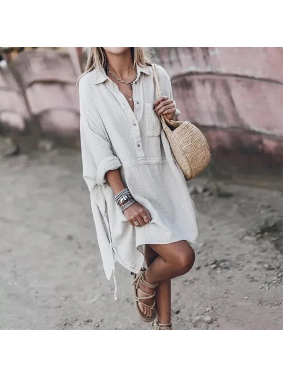 The Dezzy Factory Oversized blouse jurk | wit